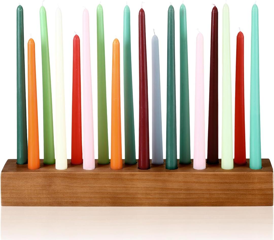 Mumufy 18in Long Wooden Taper Candle Holders for Birthday Party Candlestick Table Centerpiece Giant Wooden Farmhouse Candle Holders Decorations for Birthday Wedding Anniversary Desktop(Dark Brown)