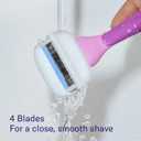 Flamingo Moisture Plus Women's Razor Set - No Shave Gel Needed - Razor Handle, 4 Blade Refills, Shower Holder - Fig (4 Count (Pack of 1))