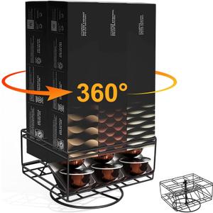Coffee Cup Holder Compatible with Nespresso Vertuo Capsules, Coffee Pods Carousel (6 Box Sleeve Holder) , Countertop Organizer Stand, Spins 360-Degrees for Nespresso Pods