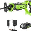 Greenworks 24V Brushless 1" Compact Reciprocating Saw (3,000 SPM), 2.0Ah Battery and Compact Charger Included