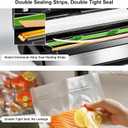 Gasbye 95kPa Precision Vacuum Sealer Machine, Double Heat Seal for Dry/Moist Food, Easy-Lock Handle, Built-in Bag Storage & Cutter, Progress Display, Pulse Mode, Removable Drip Tray, Silver