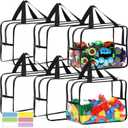 6 Packs Widen X-Large Toy Storage Bags 12.69.256.9In with Labels, Reusable Clear PVC Board Game Storage, Travel Waterproof Organizer Bags with Zipper for Building Blocks, Puzzle, Stuffed Animals (black)