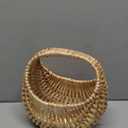 Rattan Half Moon Wicker Basket, Small Wicker Woven Basket with Handle, Woven Wedding Flower Girl Baskets, Picnic Basket, for Home Wedding Decor, Photo Props, Camping (Orbicular)