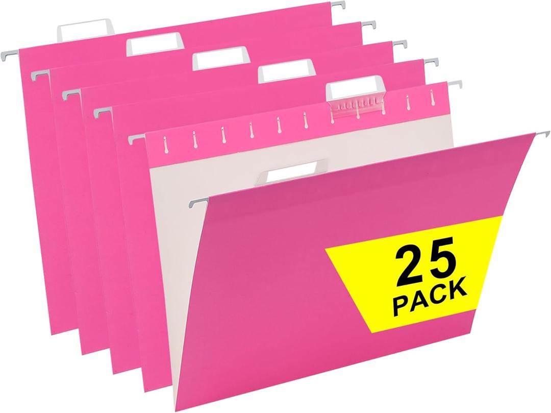 Amazon Basics Hanging File Folders, Letter Size, 8.5x11 inches, Black, 25-Pack