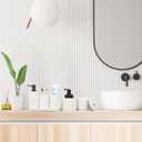 White Bathroom Accessory Set - 6 Pcs: Toothbrush Holder, Lotion & Foaming Soap Dispensers, Qtip Holder, Vanity Tray, Bathroom Tumbler, Countertop Organizer