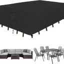 Rectangle Patio Furniture Cover Waterproof Outdoor Dining Table and Chair Cover Anti-UV Outside Sectional Sofa Set Covers (110"L x 84"W x 28"H, Black)