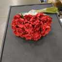 FOTEEWL 60 Pcs Artificial Rose Flower Realistic Faux Silk Roses Stem Fake Roses Bouquet for Flower Arrangement,Wedding Centerpieces,Party,Home Decorations (Burgundy)