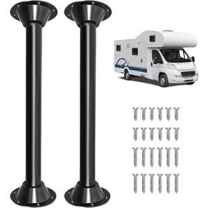 27 RV Table Leg and Base Mount Set, Camper Table Legs and Base Mounting Kit - Black Matte Finish, Fit for Camper, Trailer, Boat, Yard, Including 2 Legs & 4 Bases
