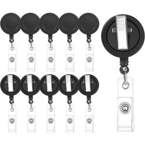 30 Pieces Retractable Badge Reels with Swivel Alligator Clip, Badge Reels Holder Badge Reel Clips for Nurse Teacher Office(Black)