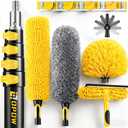 25 Foot High Ceiling Duster Kits with 4.5-18ft Heavy Duty Extension Pole, High Reach Duster for Cleaning,Microfiber Feather Duster,Cobweb Duster,Ceiling Fan Duster,Window Squeegee & Cleaner