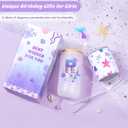 Clexela Birthday Gifts for 4 5 6 7 8 9 10 11 12 Year Old Girls Monogrammed Initial Glass Cups,16oz Glass Cups with lid and straw, Personlized Valentine Mermaid Gifts for Kids Girls Purple R