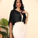 Eeeuityoo Chiffon Shawl Wraps Women's Girls Shrug for Evening Dress Wedding Cape Cover Up 1920s Shawl (Black)