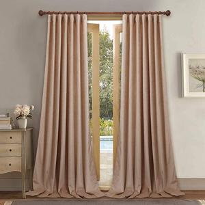 StangH Blush Velvet Curtains 108 Inches - Softness Velvet Fabric Kids Room Curtain Panels Room Darkening Curtains Set for Bedroom Elegant Warmth Decor, Beige Blush, 52 x 108 inches, 2 Panels