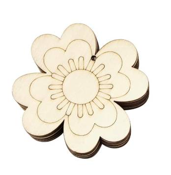 Thyle 120 Pcs Spring Wooden Crafts to Paint Flower Wooden Ornaments Bulk DIY Unfinished Sunflower Daisy Tulip Cutouts Crafts for Adults Spring Hanging Ornaments for Home Decoration Party Gifts