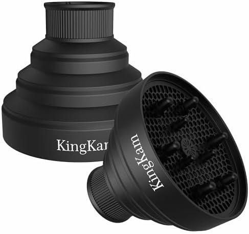 KingKam Collapsible Hair Dryer Diffuser - Travel and Easy Storage - Diffuser Attachment Fit Most Hair Dryers with Nozzle Diameter D-1.575Inch to 1.968 Inch (4-5cm) - Black 1 Pack