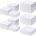 Suzile 9 Pcs Acrylic Buffet Risers Display Box Cube 5 Sided Food Riser Table Stand for Display with Hollow Bottoms for Party, 8 x 8 x 6, 7 x 7 x 4 Inches, 6 x 6 x 2 Inches(White)
