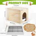 2 in 1 Extra Large 23 x 13.4 Inches Wooden Rabbit Litter Box with Hay Feeder Large Capacity Less Mess Rabbit Hay Feeder Litter Box Set for Rabbits, Bunny, Guinea Pig, Hamster, Small Animals
