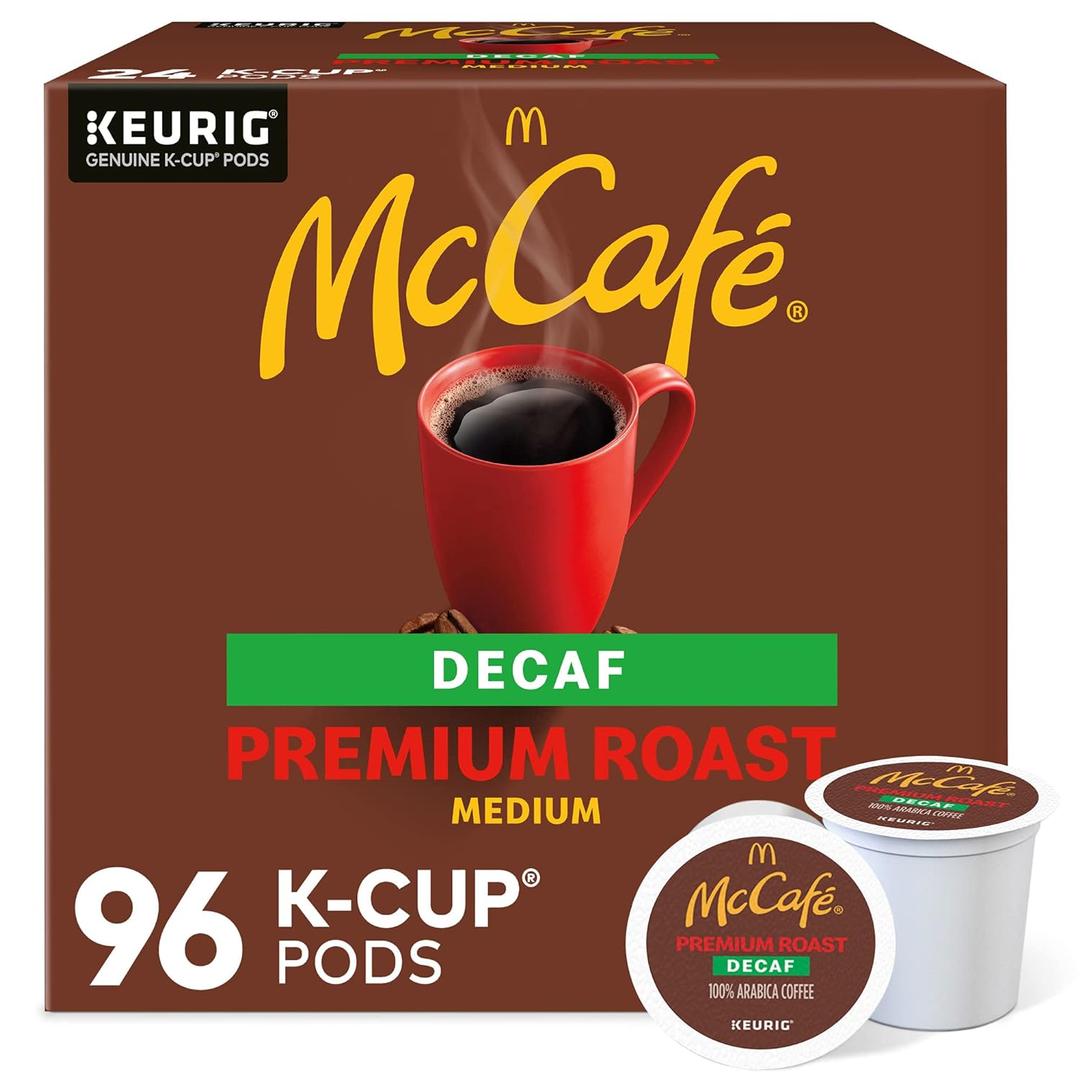McCafe Premium Roast Decaf Coffee, Single Serve Keurig K-Cup Pods, Decaffeinated, 96 Count (4 Packs of 24), BB 2026-12-17