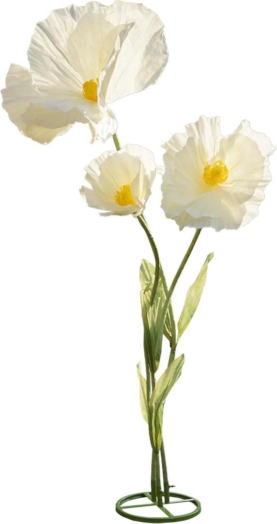 3Pcs Artificial Flowers for Outside, Large Flower Decorations for Birthday Party, Fake Flowers for Garden l Hotel l Office l Home Farmhouse Decor l Wedding l Art Gallery Graduation l Store