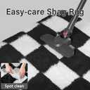 Checkered Rug 4x6 for Living Room, Black and White Modern Shag Rug Super Soft Washable Fluffy Rugs Indoor Office Fuzzy Carpet for Bedroom Home Dorm Aesthetic Decor