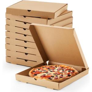 Fullhawl 10 Pcs Corrugated Pizza Boxes 16 x 16 Inches, Grease Resistant Kraft Takeout Containers Packing Boxes for Cake, Cookies, Food and Crafts