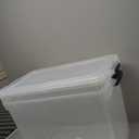 HOMZ 2-Pack Latching Lid, Large Clear Plastic Storage Bins w/Lids, 112 Quart, Gray Latch - Stackable Container Boxes for Home, Bathroom, and Office Organization