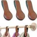 Prriudy 3 Pack Leather Towel Clips Magnetic Bath Towel Clips Hand Towel Hooks with Magnets for Towel Rods and Racks, Kitchen and Bathroom Accessory (Brown, 3 Pack)
