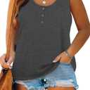 Plus Size Tank Tops for Women 3X 2023 Trendy Going Out Tops Summer Casual T Shirts Dark Grey 22W (Gray)