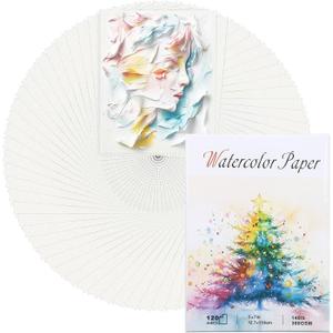 Ddaowanx 120 Sheets Watercolor Paper Bulk,140 lb/300 GSM Cold Press Paper White Water Color Paper for Kids Child Students Adults Artists Drawing,Painting Christmas Gift Cards (9 x 12 Inches)