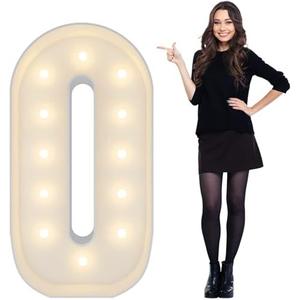 4FT Marquee Light Up Number Pre-Cut Frame Giant Marquee Numbers 0, Mosaic Numbers for Balloons, 20th 30th 40th 50th 60th Birthday Anniversary Decorations Party Decor