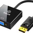 DisplayPort to VGA Adapter  HD Video Converter (DP Male to VGA Female), 1080P 60Hz, Plug & Play for Laptop or Desktop to Monitor/Projector