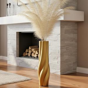 Gold Floor Vase, 24 Inch Tall Resin Home Decor Vase, Tall Floor Vases for Living Room, Office, Bedroom Decor with 5" Opening for Dried Pampas Grass, Branches & Feathers