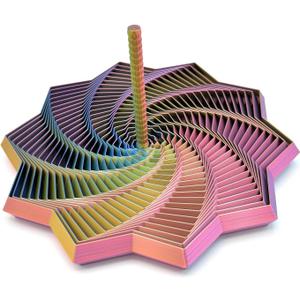 Expanded Sensory Fidget Star with Handle  Visually Captivating and Satisfyingly Noisy! (Red - Yellow - Blue, Large)