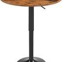HOOBRO Bar Table, Height-Adjustable Round Pub Table 27-35.4 Inches with Sturdy Base, Modern Style, Easy to Assemble, Suitable for Small Space, Rustic and Black BF58BT01G1, 21.7"L x 21.7"W x 27"-35.4"H