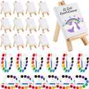 Zubebe 12 Set Mini Canvas Painting Kit, Mini Watercolor Paint Sets, 4 x 4 Inch Canvas with Wooden Easel, 12 Colors Watercolor Palette Brush Bulk for Valentine Gift Art Party Favors (Square Shaped)