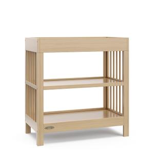 Graco Teddi Changing Table with Water-Resistant Changing Pad (Driftwood) - GREENGUARD Gold Certified, Includes Bonus Water-Resistant Changing Pad with Safety Strap, 2 Shelves, Easy-to-Match