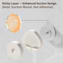 KEGII Shower Caddy Suction Cup with 6 Hooks, Stainless Steel Bathroom Organizer, No Drill Large Capacity Shower Storage with Drain Holes, Cream White