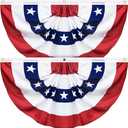 2 Pack USA Pleated Fan Flag, Large Size 3 X 6 Feet American US Bunting Patriotic Half Fan Banner Flag Decoration, 4th of July Memorial Day Independence Day Fourth July Outdoor Decor