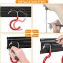 WALMANN All Metal 64 Inch Wall Mount Garden Tool Organizer for Garage, Mop and Broom Holder, Yard Tool Storage Rack for Rake, Shovel, Spade, Mop, Broom(4 Rails, 16 Hooks)