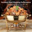 Chafing Dishes for Buffet 4 Pack, 6QT Food Warmers for Parties Buffet, Christmas Gatherings [Elegant All-Gold Colors] Stainless Steel Round Chafing Dish Buffet Set,Buffet Servers and Warmers