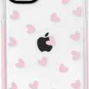 NITITOP Compatible with iPhone 12 Mini Case Cute Clear for Women Girls Colorful Love Heart Pattern Ultra Slim with Bumper Protector Soft TPU Anti-Yellow Protective Cover - Light Pink