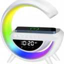 G-Type Wireless Charging Light,Wireless Charging Clock Alarm LED Desk Lamp All-in-One Machine, Suitable for Colored Environmental Lights in Bedrooms, Offices, and Homes