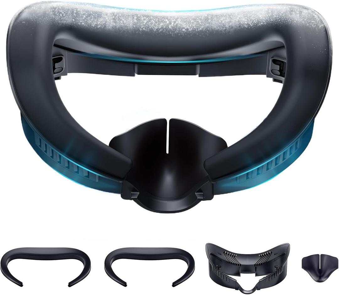 DESTEK Cooling Face Pad for Meta Quest 3 (NOT 3S), Stop PU Leather Overheating, 2 Replacement with Ice Gel & Breathable Ice Silk Cushions. Feels Like Cooling Arm Sleeves for Your Face. (black)
