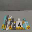 Yerliker 6 Pieces Sunflower Kitchen Decor Eat Signs Fork and Spoon Wall Decor Cutting Board Eat Sign Set Rustic Primitive Country Farmhouse Kitchen Decor for Kitchen Home Decoration (Blue)