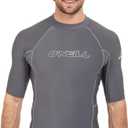 O'Neill Wetsuits Men's Basic Skins UPF 50+ Short Sleeve Rash Guard, Smoke, Small