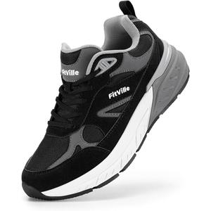 FitVille Wide Walking Shoes for Men Extra Wide Width Sneakers with Arch Support for Flat Feet Heel Pain Relief Plantar Fasciitis - Rebound NEO V1, 13