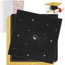 BRIFUTR 2025 Upgrade Graduation Cap Decorations kit, Includes 12 Pcs 9.5 X 9.5 Graduation Cap Topper Blank Glitter Cardstock with Self-Adhesive and 5 Sheets Rhinestones for Graduation Cap Topper, 9.5 inches by 9.5 inches
