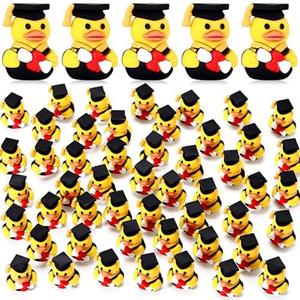 Gejoy 50 Pcs Graduation Ducks Class of 2025 Rubber Ducks with Grad Cap Diploma Grad Exchange Gift for College Student Son Daughter School Graduation Party Favor