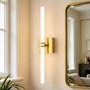 Bathroom Light Fixtures,Gold 18W LED 360 Full Lighting Modern Wall Sconce Vanity Ligh with 5-Color Dimmable 3000K-6000K, 22.05inch Vanity Lighting for Bath, Powder Room, Bedroom, Hallway