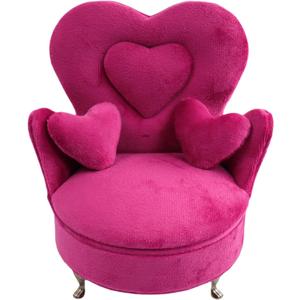 CONCISE Adult Dollhouse Furniture 1/6 1/12 Scale Miniature Velvet Sofa Hidden Jewelry Box for Women 14+ Collectors Ring Earring Necklace Bracelet Trinket Keepsake Storage Diorama Model Kit Display (M Pink Chair)